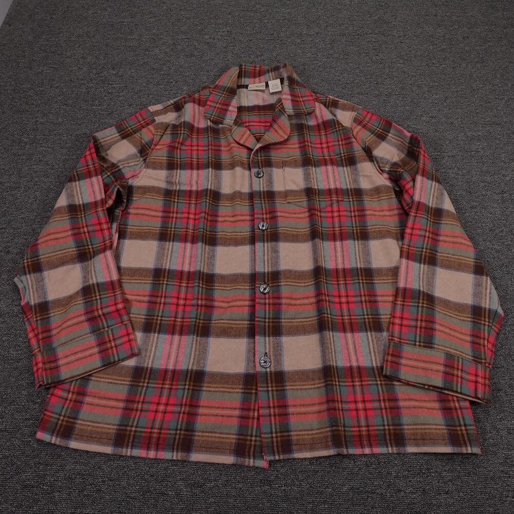 L.L.Bean Pajama Shirt Mens XL Scotch Plaid Cotton Flannel Button Up Sleepwear